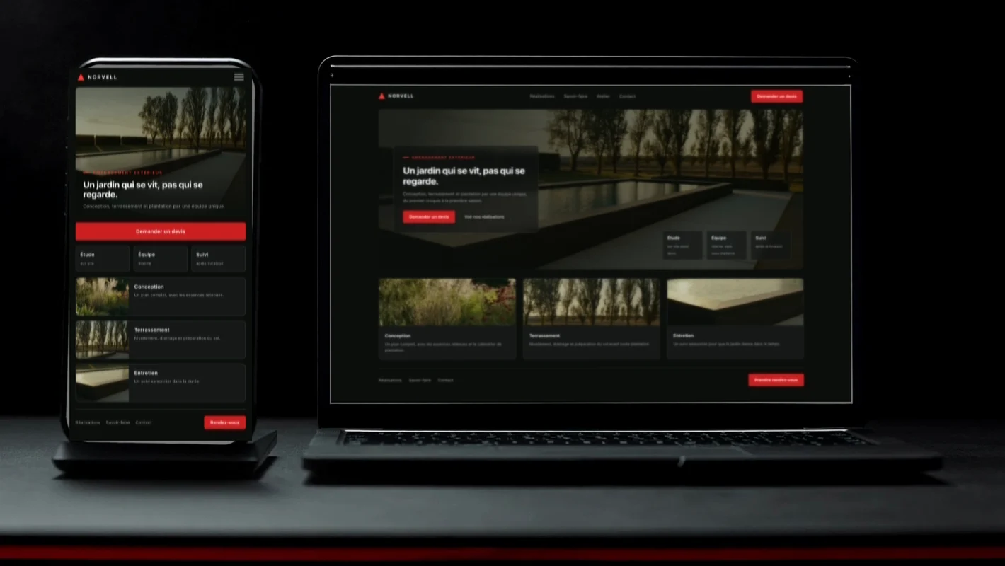 Un ordinateur portable et un smartphone affichant les versions bureau et mobile d'un même site conçu pour convertir.