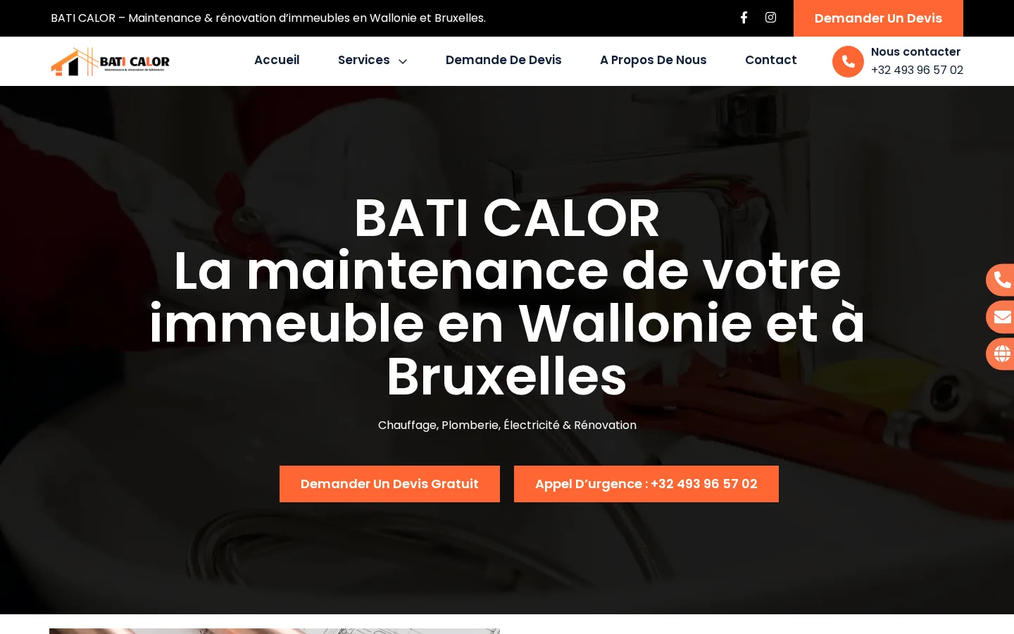 Site de Bati Calor, maintenance d'immeuble, chauffage & rénovation