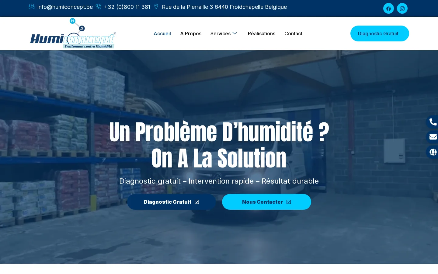 Site de Humi Concept, traitement de l'humidité