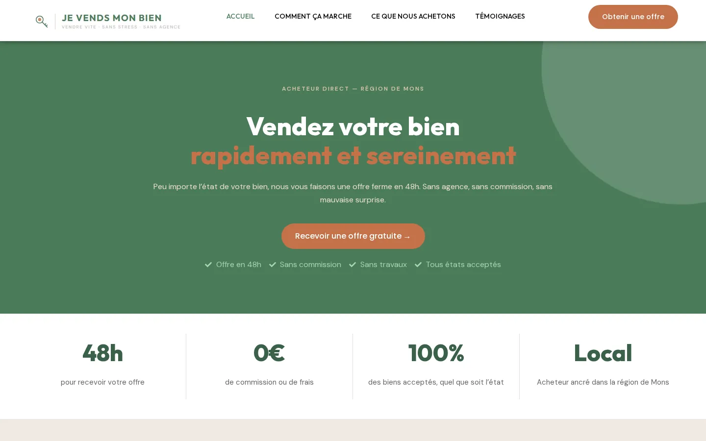 Site de Je Vends Mon Bien, vente immobilière rapide