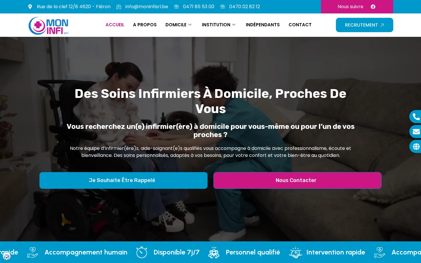 Site de Mon Infi SRL, soins à domicile & personnel soignant