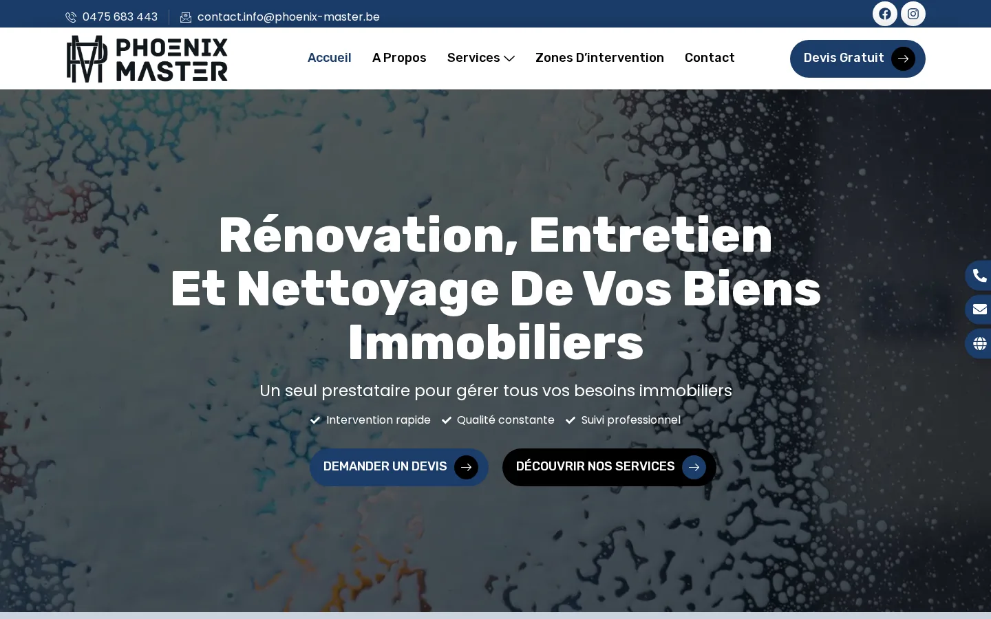 Site de Phoenix Master, rénovation & nettoyage de biens
