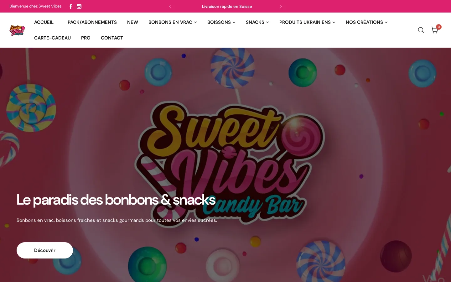 Site de Sweet Vibes, confiserie & snacks américains
